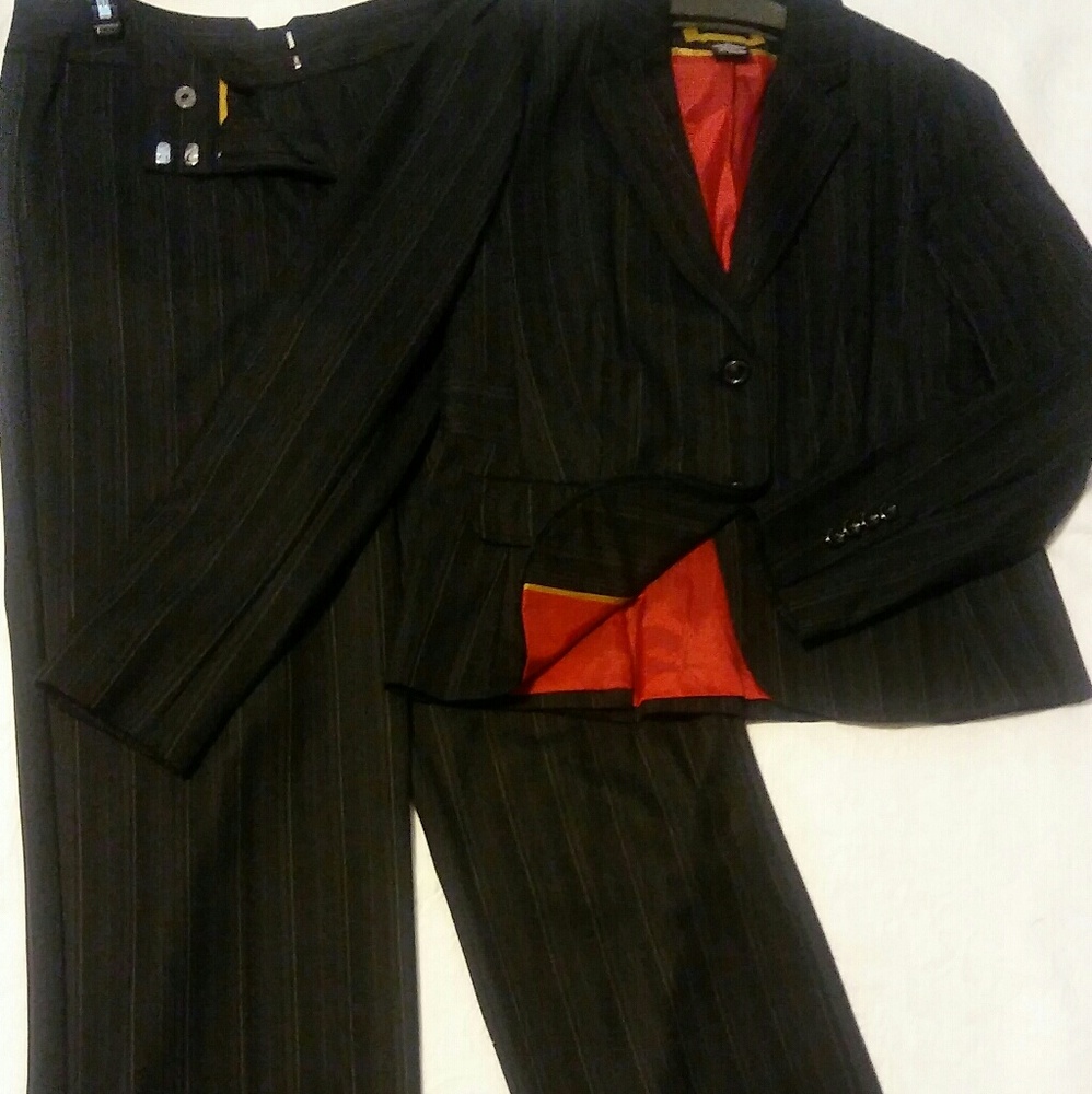 Black Pin Stripped Pants suit